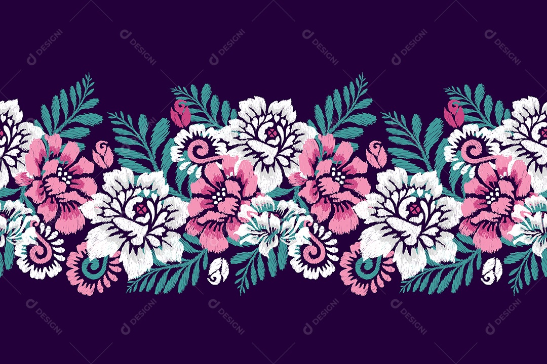 Padrão de Tecido Floral Ilustração Vetor EPS