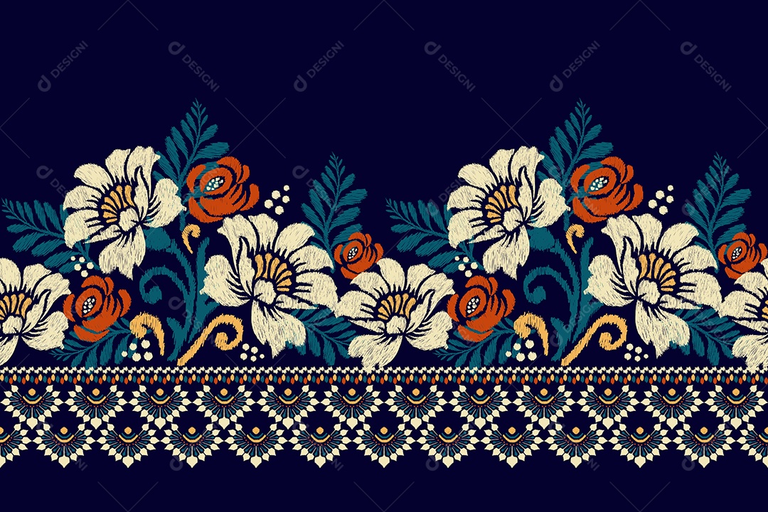 Padrão Floral Ilustração Vetor EPS