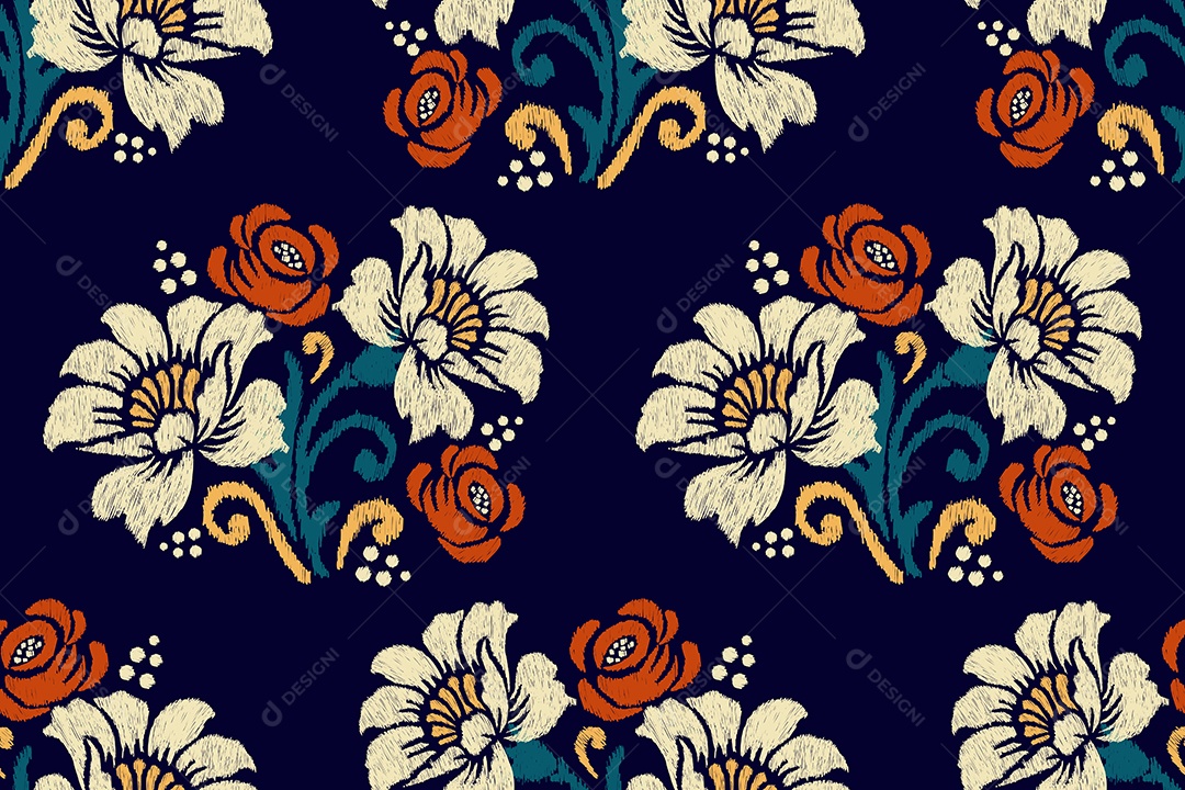 Padrão Floral Ilustração Vetor EPS