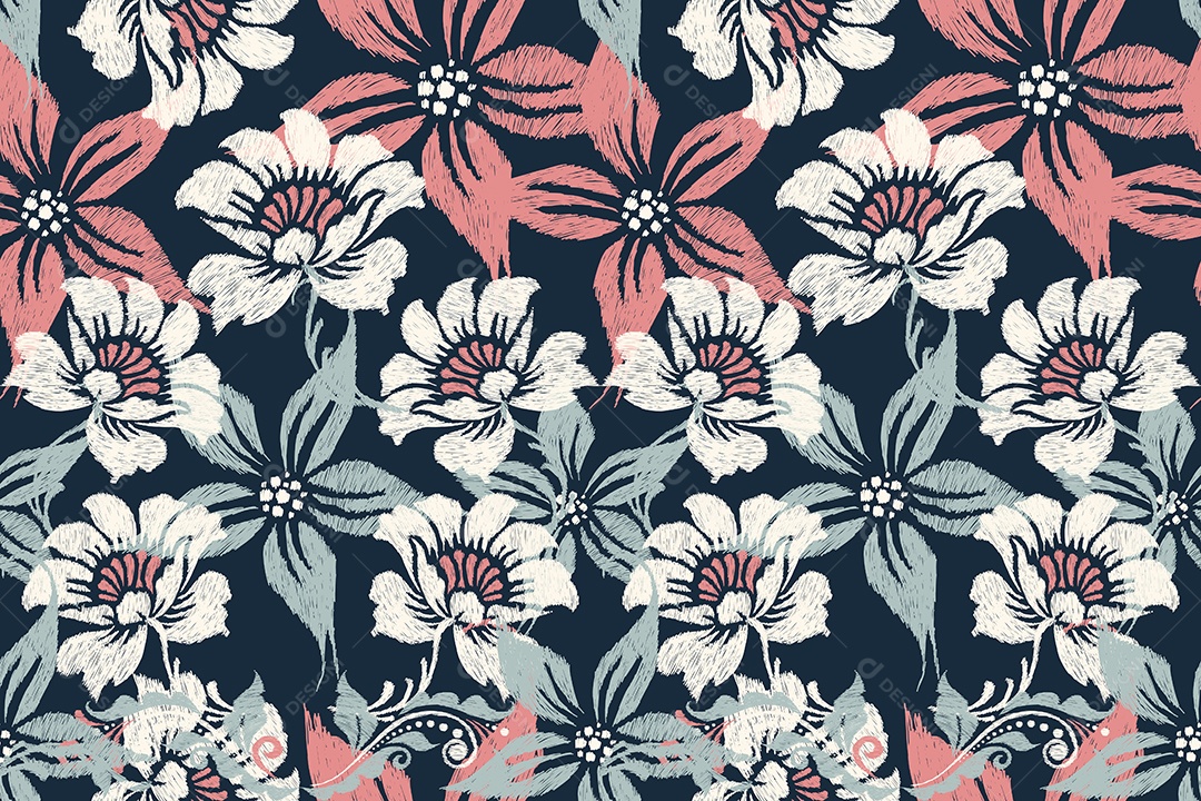 Padrão Floral Ilustração Vetor EPS