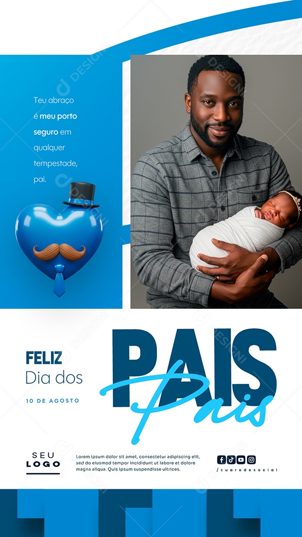 Story Feliz Dia dos Pais 10 de Agosto Social Media PSD Editável
