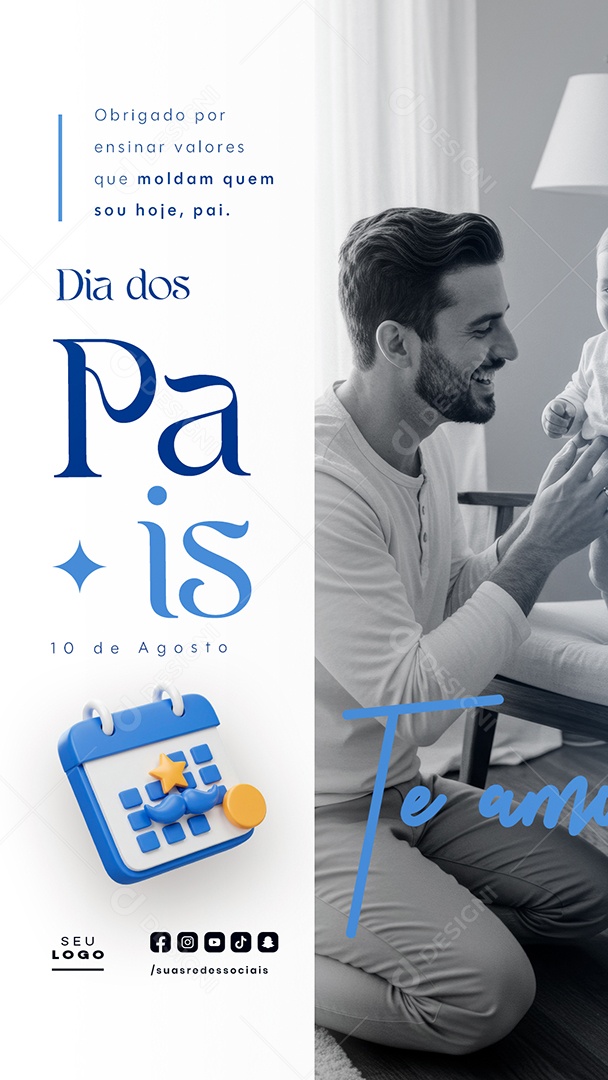 Story Feliz Dia dos Pais 10 de Agosto Social Media PSD Editável
