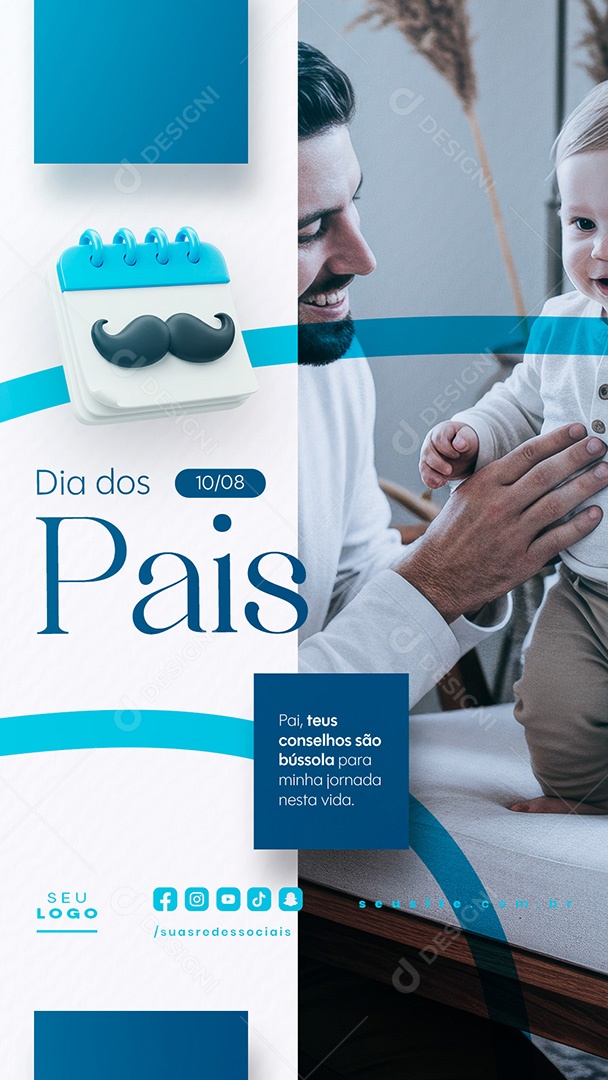 Story Feliz Dia dos Pais 10 de Agosto Social Media PSD Editável