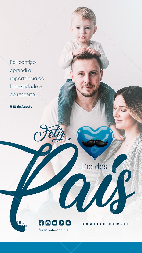 Story Feliz Dia dos Pais 10 de Agosto Social Media PSD Editável