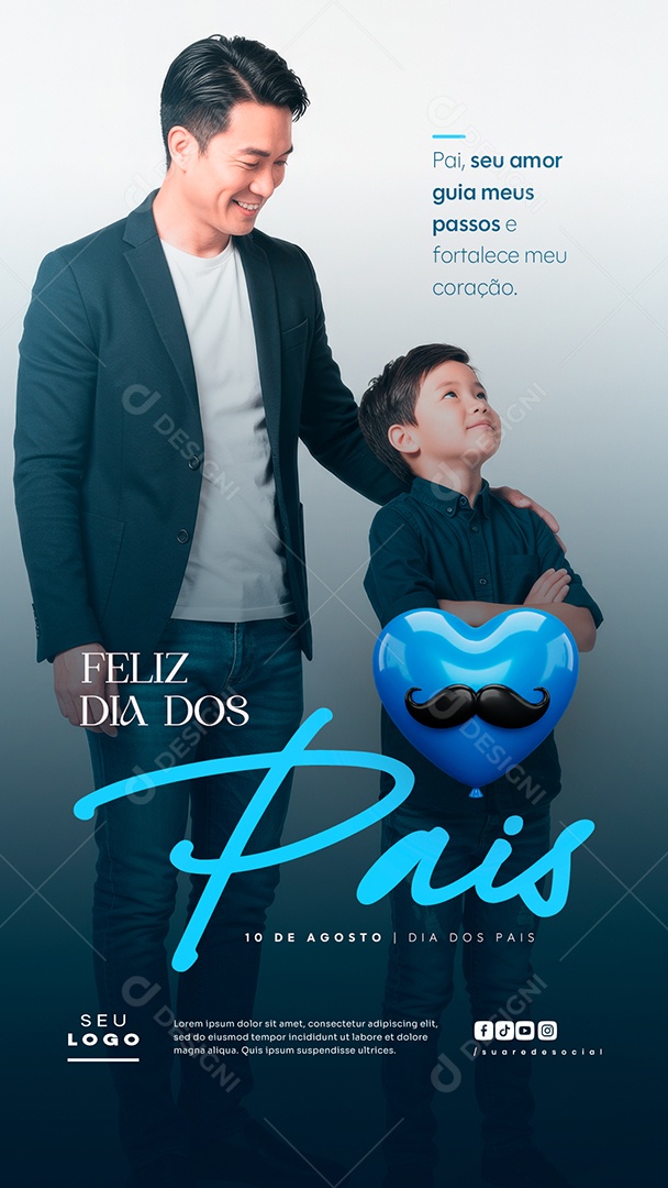 Story Feliz Dia dos Pais 10 de Agosto Social Media PSD Editável