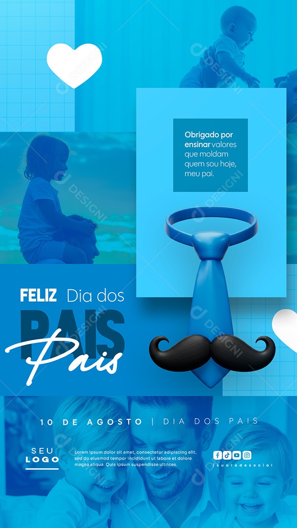 Story Feliz Dia dos Pais 10 de Agosto Social Media PSD Editável