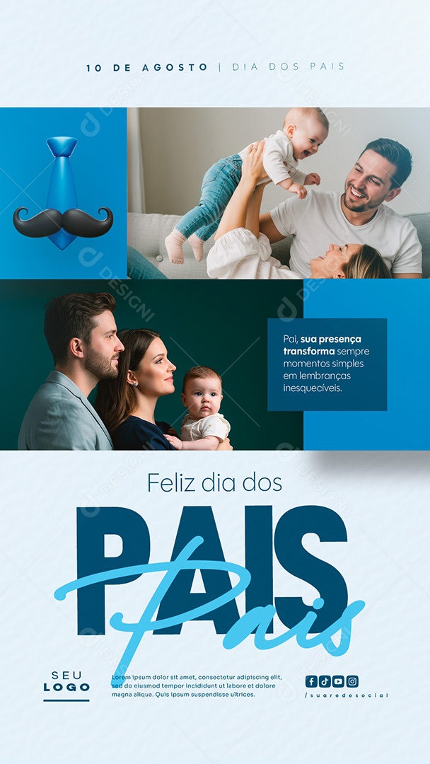 Story Feliz Dia dos Pais 10 de Agosto Social Media PSD Editável