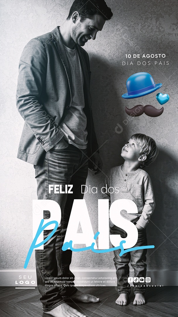 Story Feliz Dia dos Pais 10 de Agosto Social Media PSD Editável