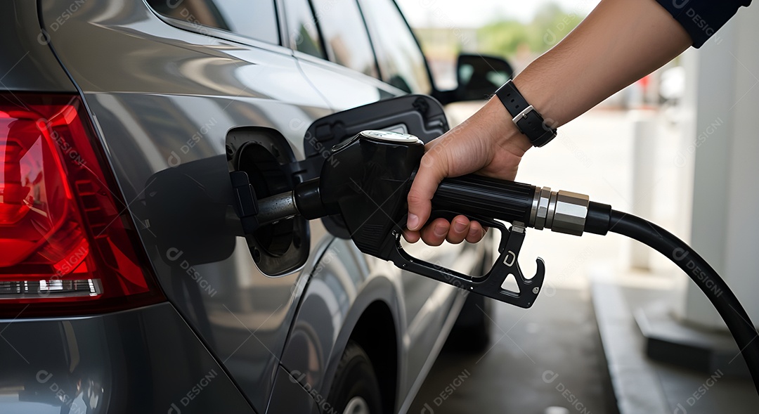 Carro sendo abastecido em posto