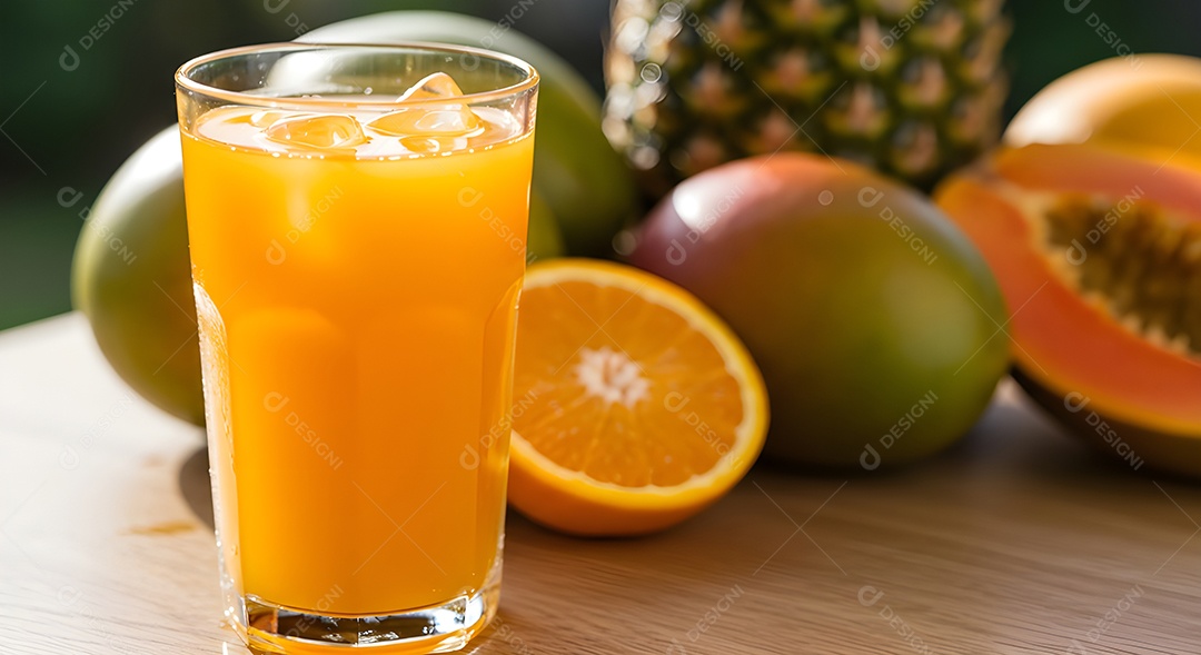 Copo de suco em uma mesa