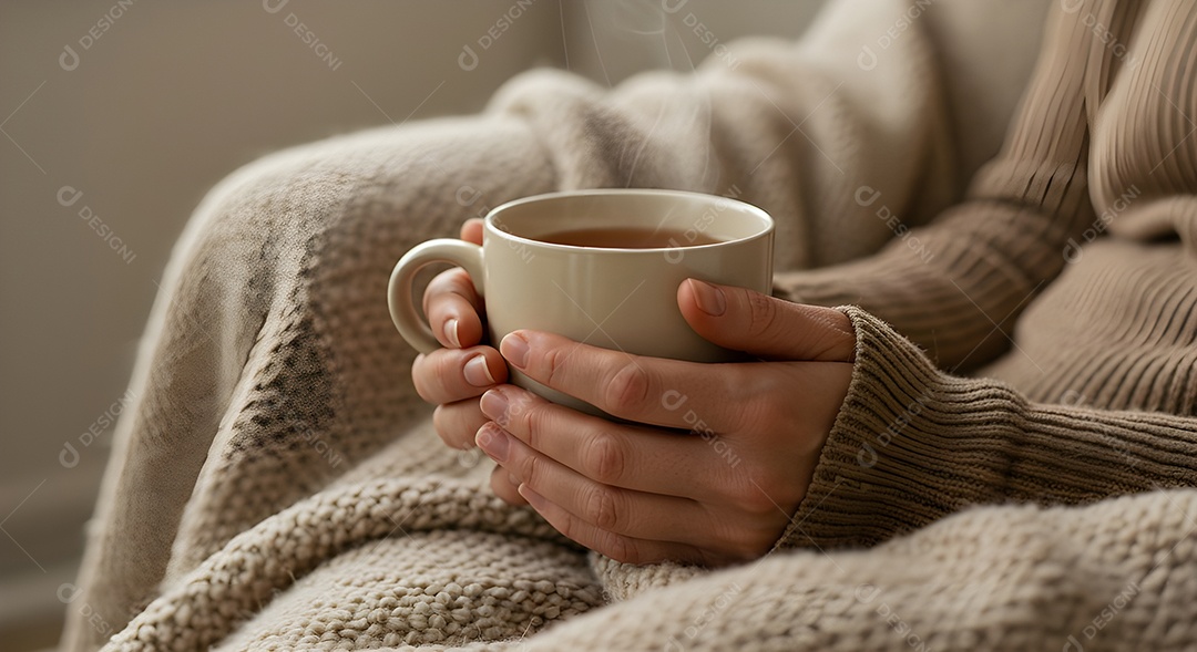 Mão de pessoa segurando xícara de café
