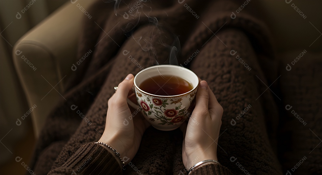 Mão de pessoa segurando xícara de café