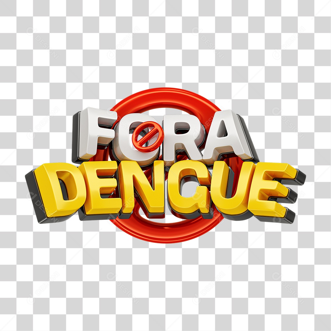 Selo 3D Fora Dengue PNG Transparente