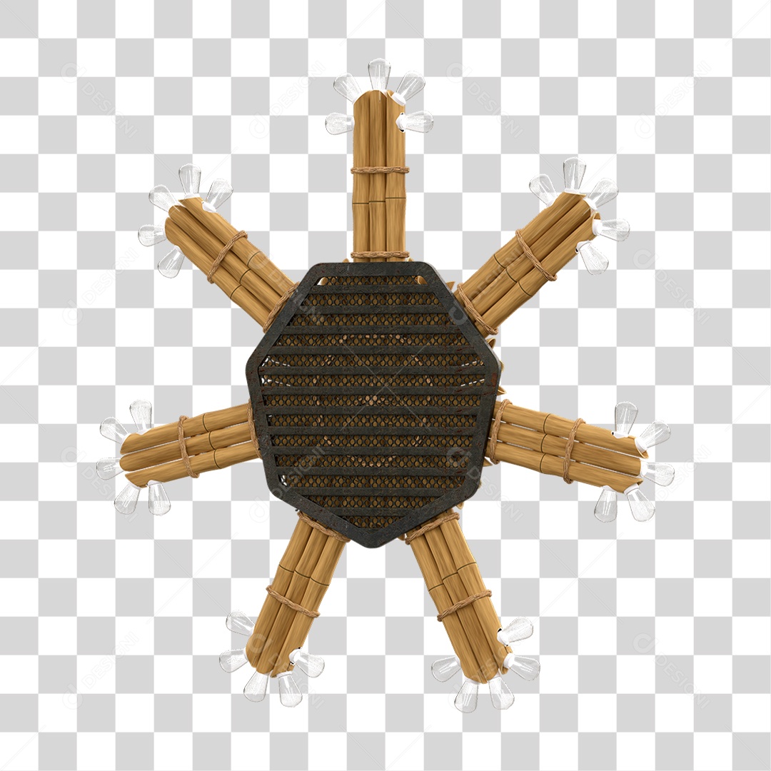 Elemento 3D Painel de Bambu Cordas PNG Transparente