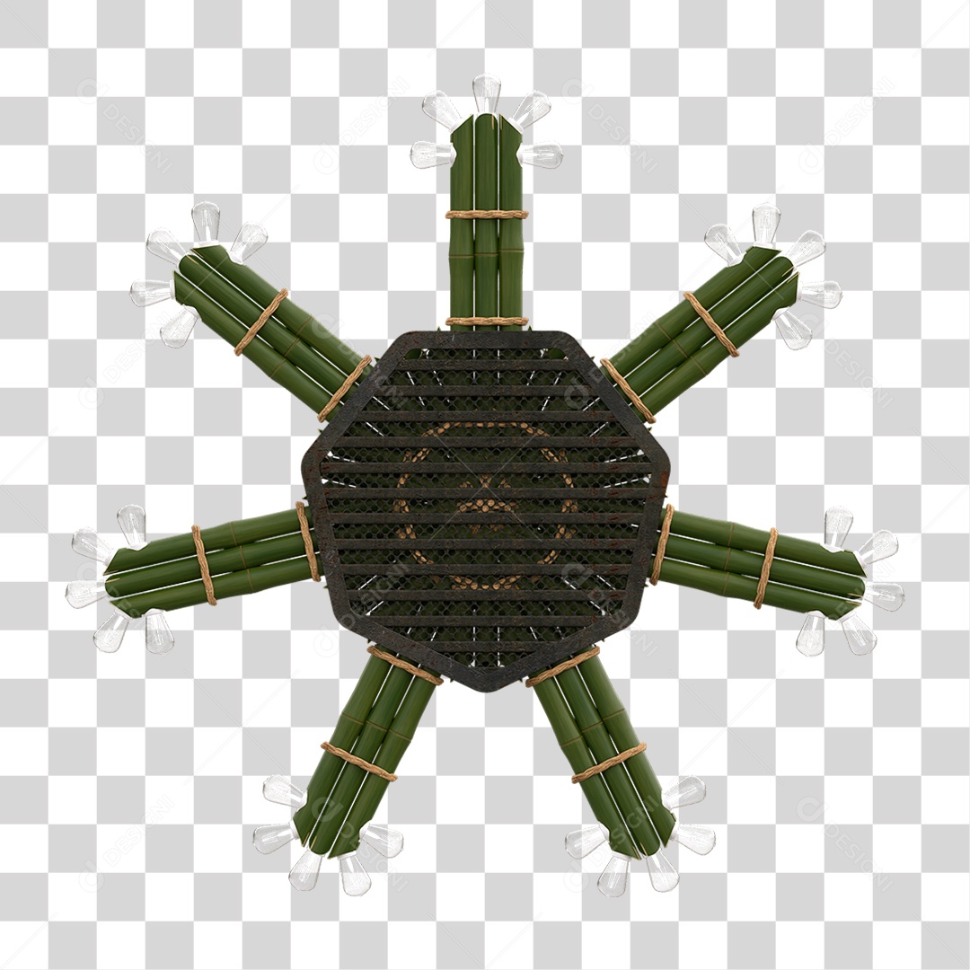 Elemento 3D Painel de Bambu Cordas PNG Transparente