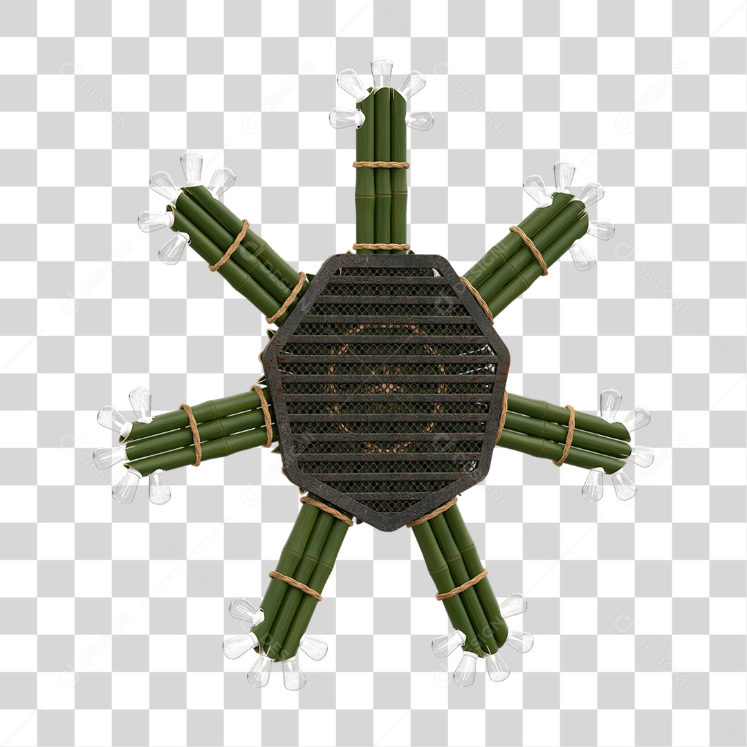 Elemento 3D Painel de Bambu Cordas PNG Transparente