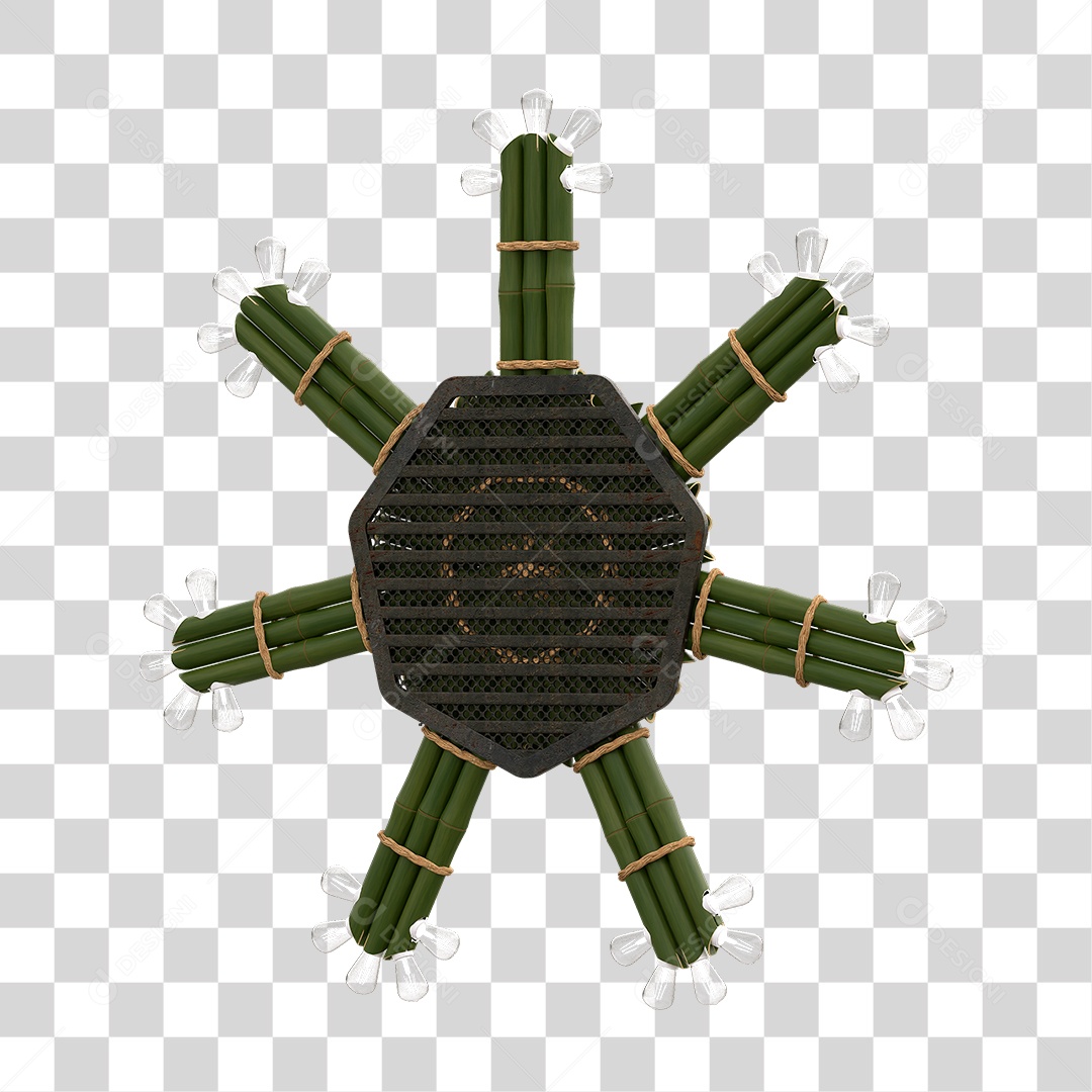 Elemento 3D Painel de Bambu Cordas PNG Transparente