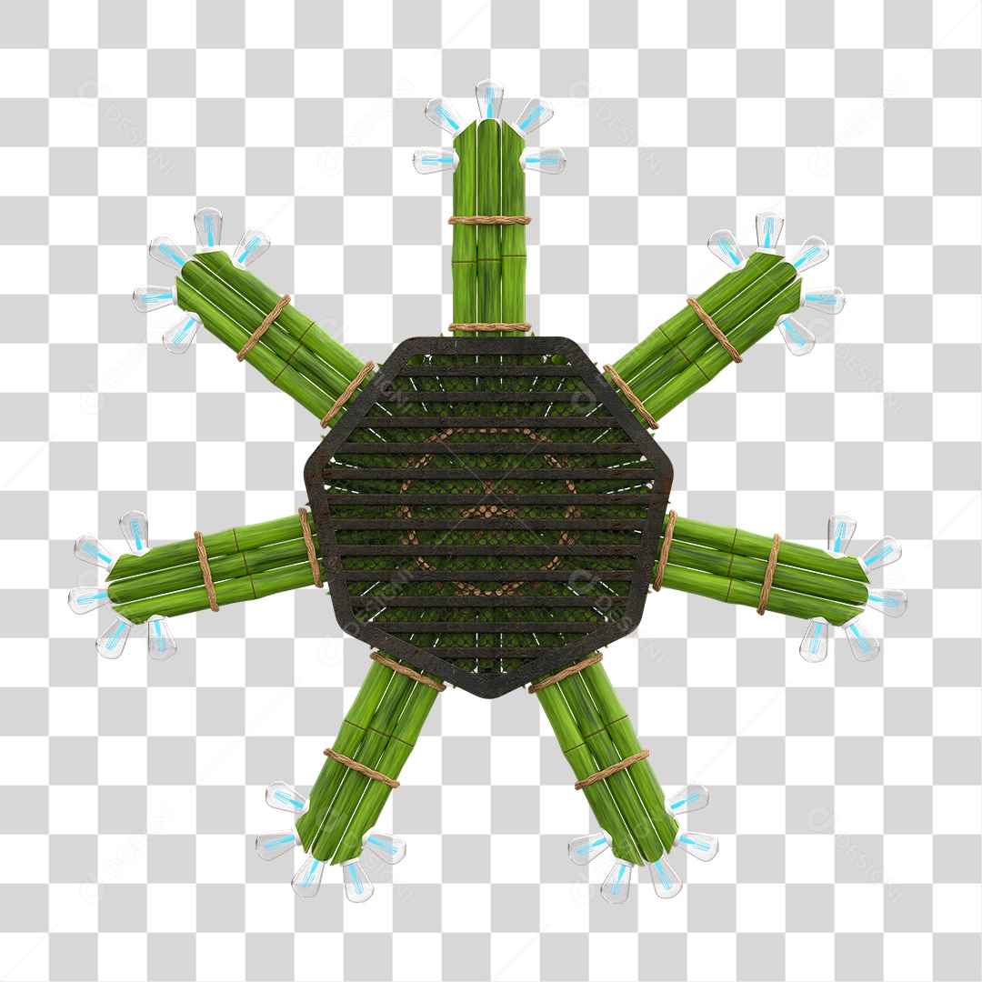 Elemento 3D Painel de Bambu Cordas PNG Transparente