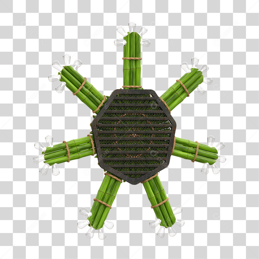 Elemento 3D Painel de Bambu Cordas PNG Transparente