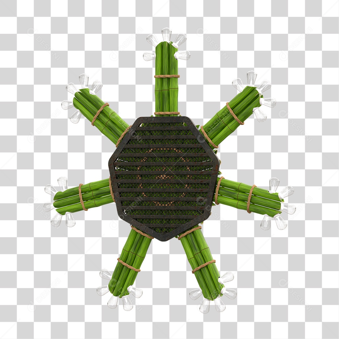 Elemento 3D Painel de Bambu Cordas PNG Transparente