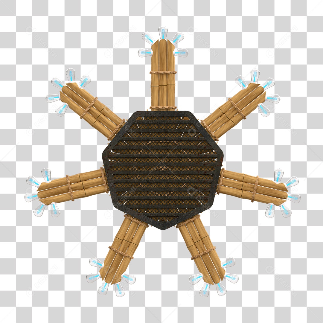 Elemento 3D Painel de Bambu Cordas PNG Transparente