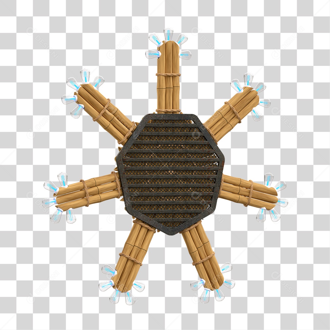 Elemento 3D Painel de Bambu Cordas PNG Transparente