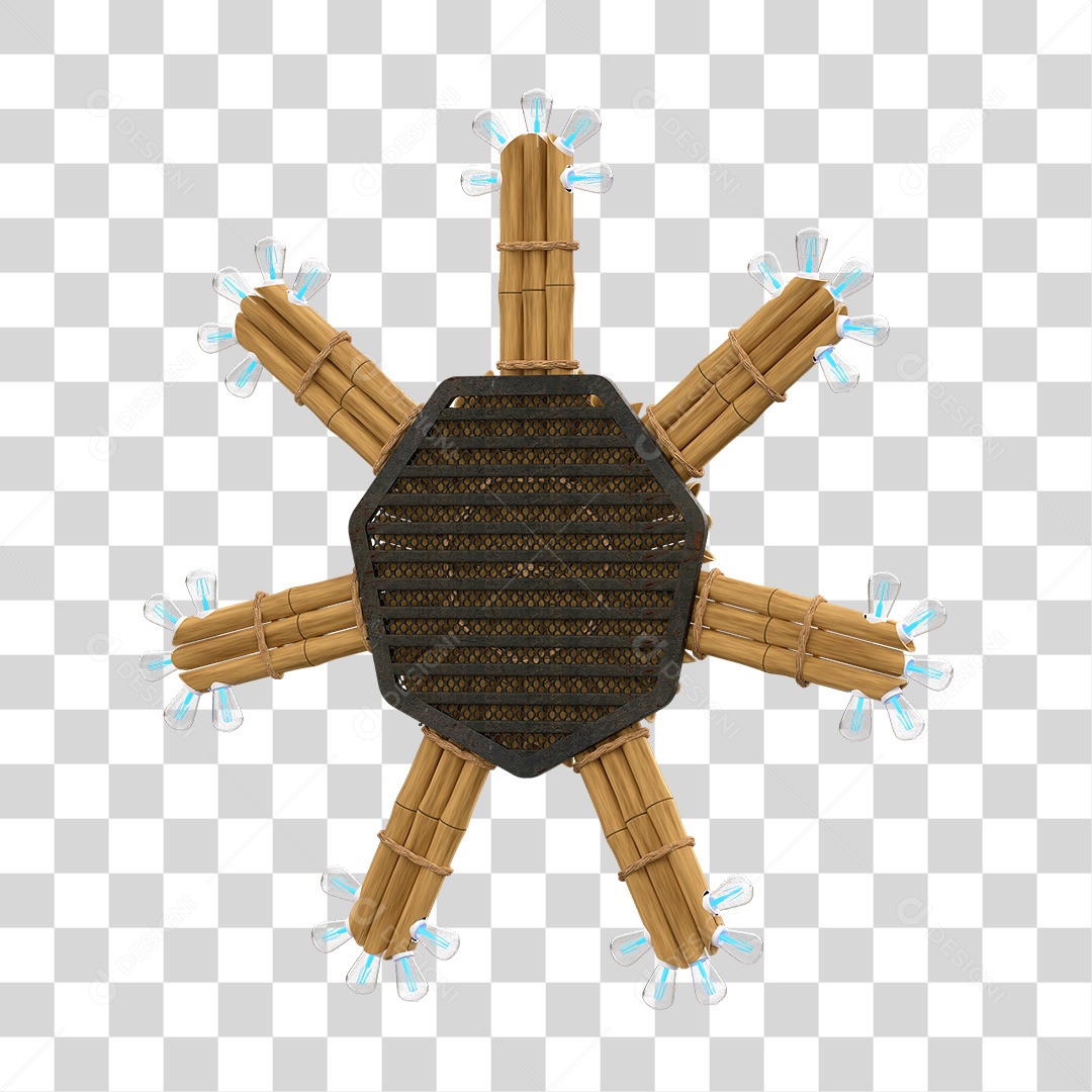 Elemento 3D Painel de Bambu Cordas PNG Transparente