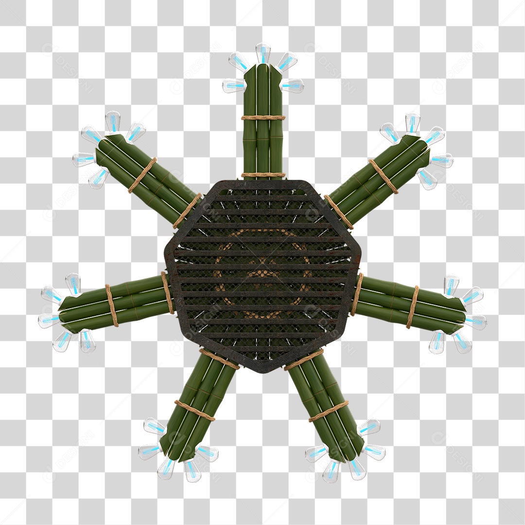 Elemento 3D Painel de Bambu Cordas PNG Transparente