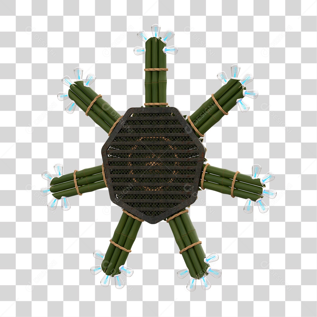 Elemento 3D Painel de Bambu Cordas PNG Transparente