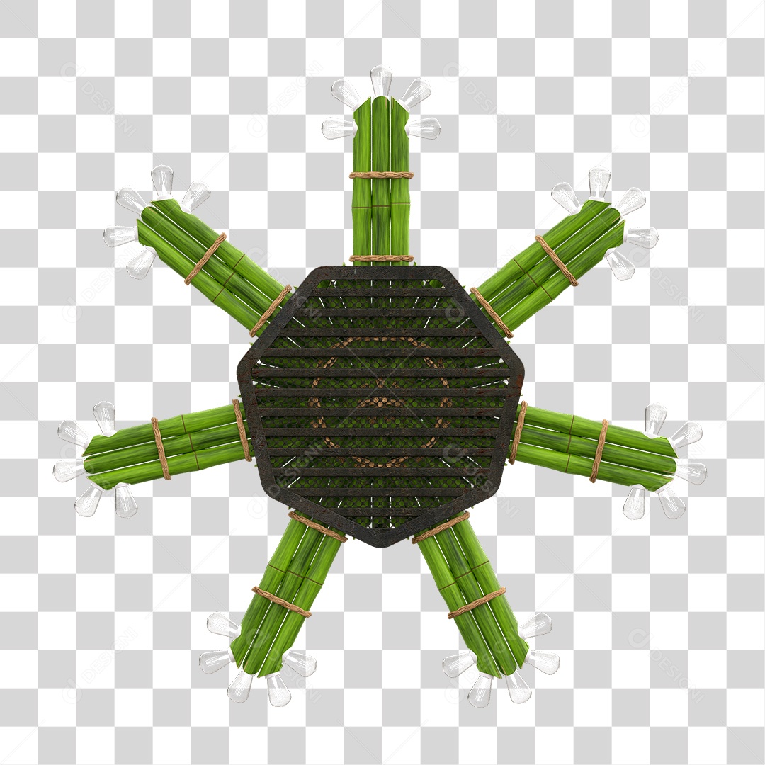 Elemento 3D Painel de Bambu Cordas PNG Transparente