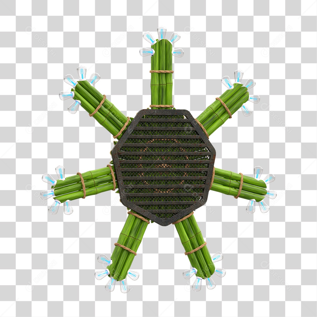 Elemento 3D Painel de Bambu Cordas PNG Transparente