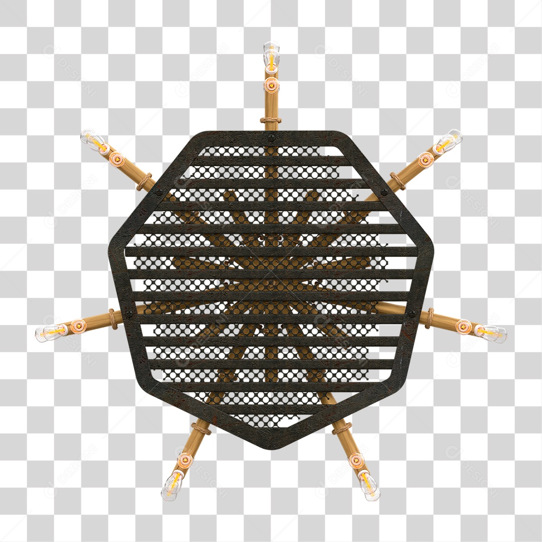 Elemento 3D Painel de Bambu Cordas PNG Transparente