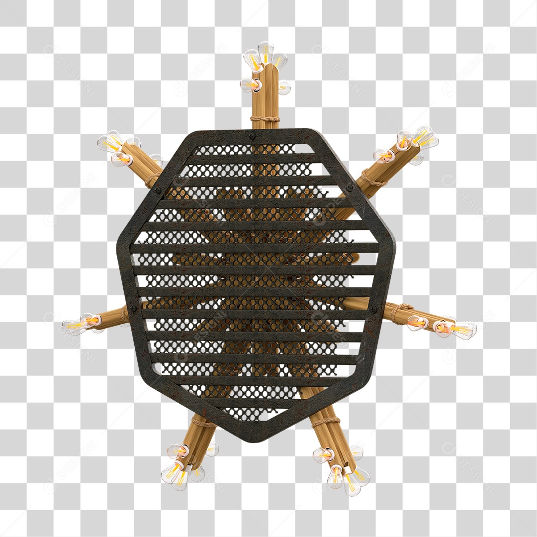 Elemento 3D Painel de Bambu Cordas PNG Transparente