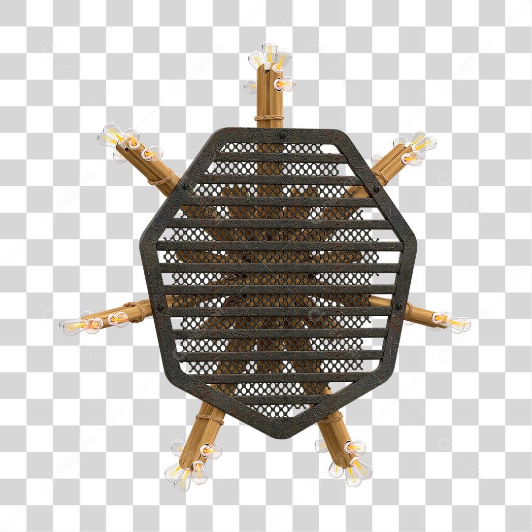 Elemento 3D Painel de Bambu Cordas PNG Transparente