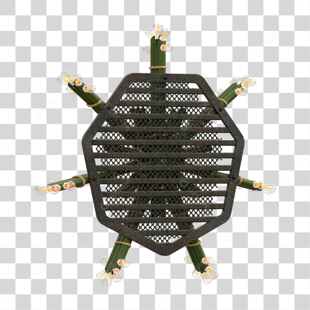 Elemento 3D Painel de Bambu Cordas PNG Transparente