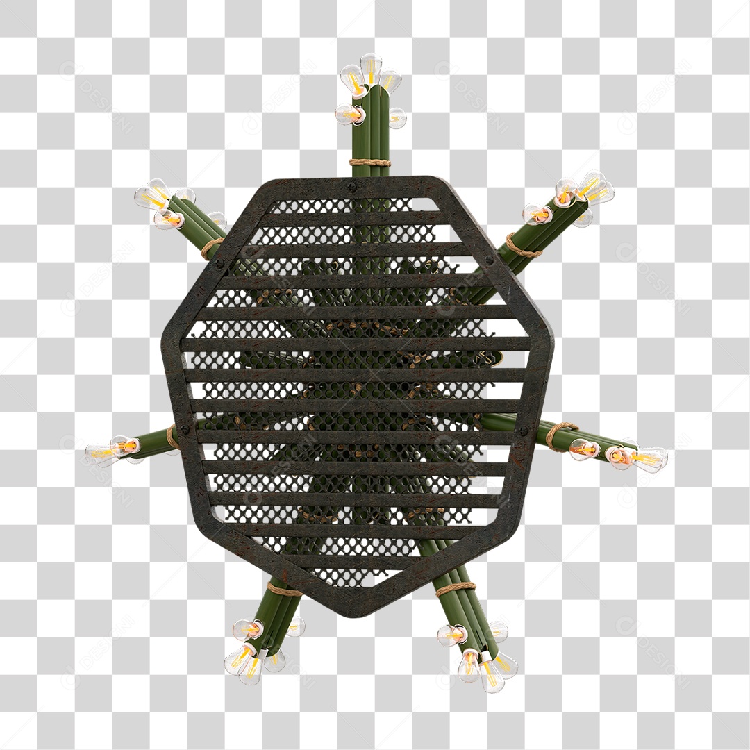 Elemento 3D Painel de Bambu Cordas PNG Transparente