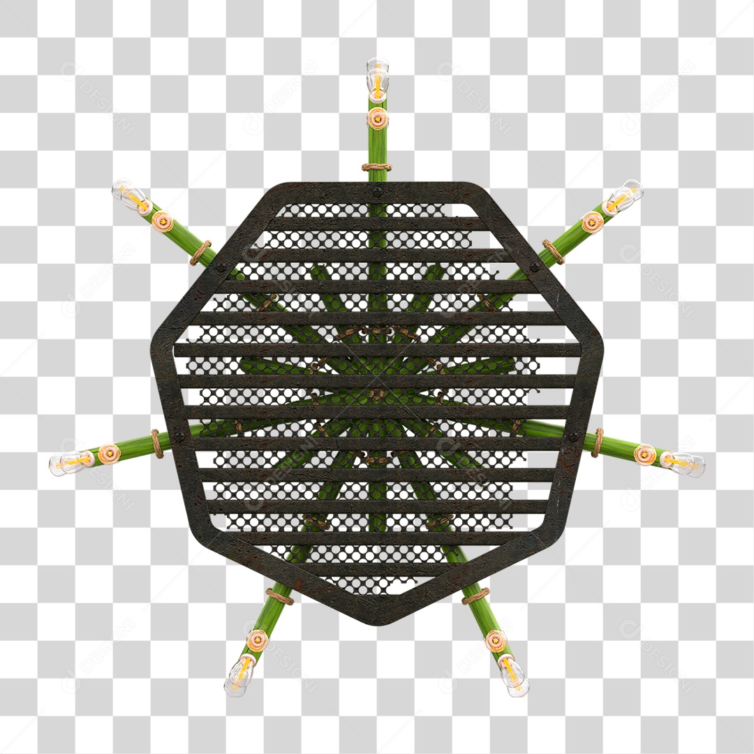 Elemento 3D Painel de Bambu Cordas PNG Transparente