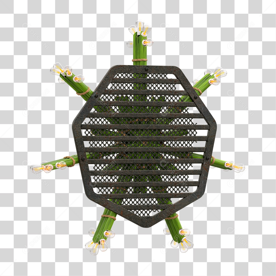 Elemento 3D Painel de Bambu Cordas PNG Transparente