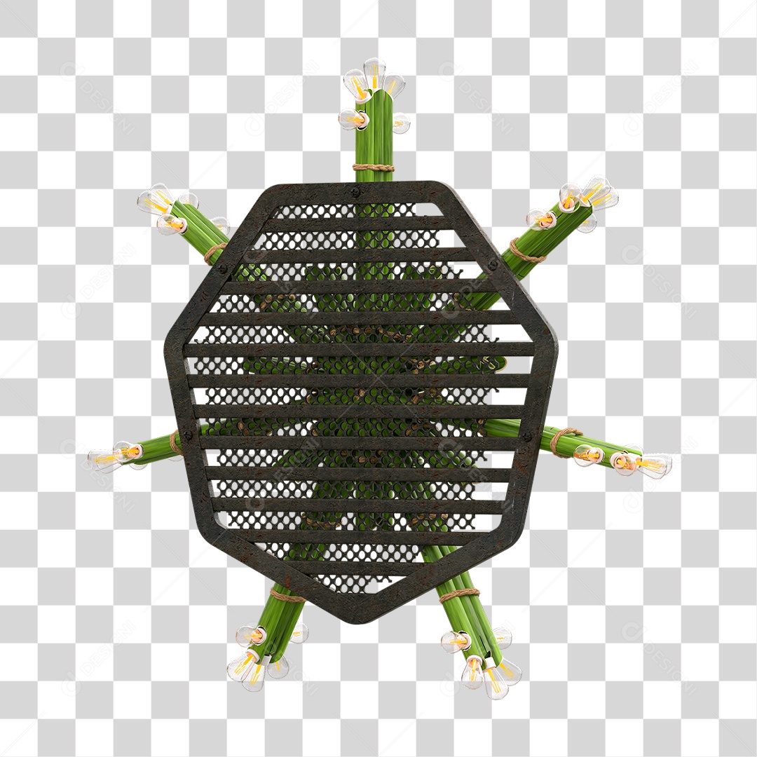 Elemento 3D Painel de Bambu Cordas PNG Transparente