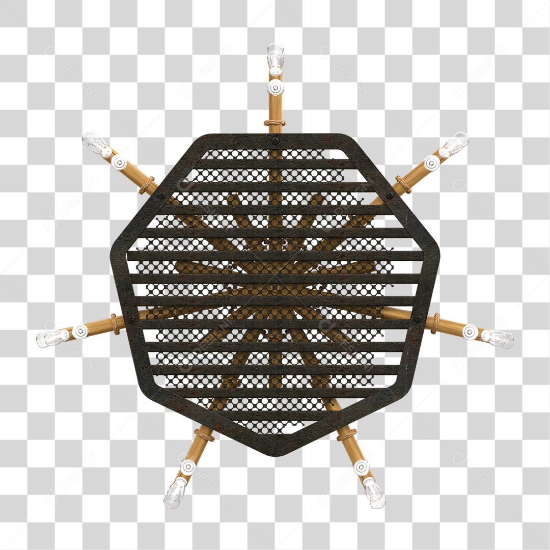 Elemento 3D Painel de Bambu Cordas PNG Transparente