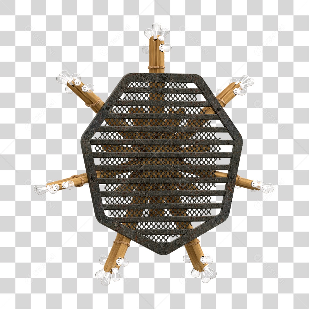 Elemento 3D Painel de Bambu Cordas PNG Transparente