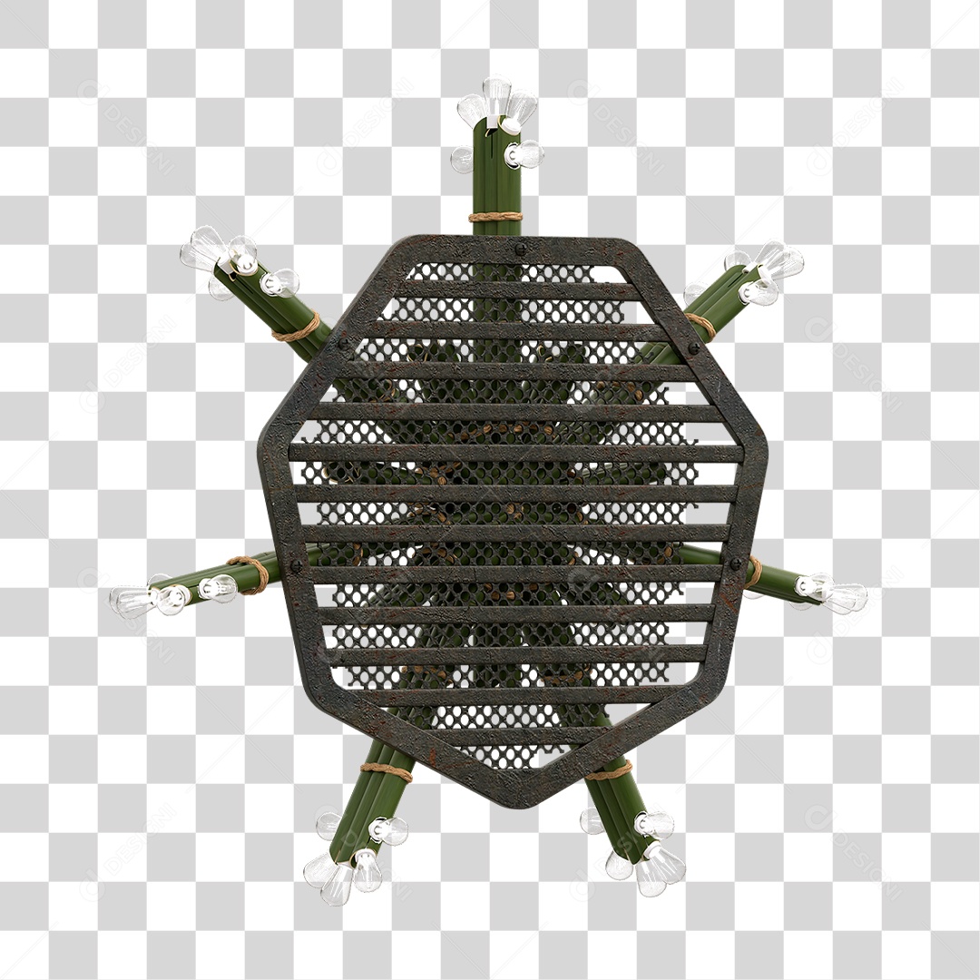 Elemento 3D Painel de Bambu Cordas PNG Transparente