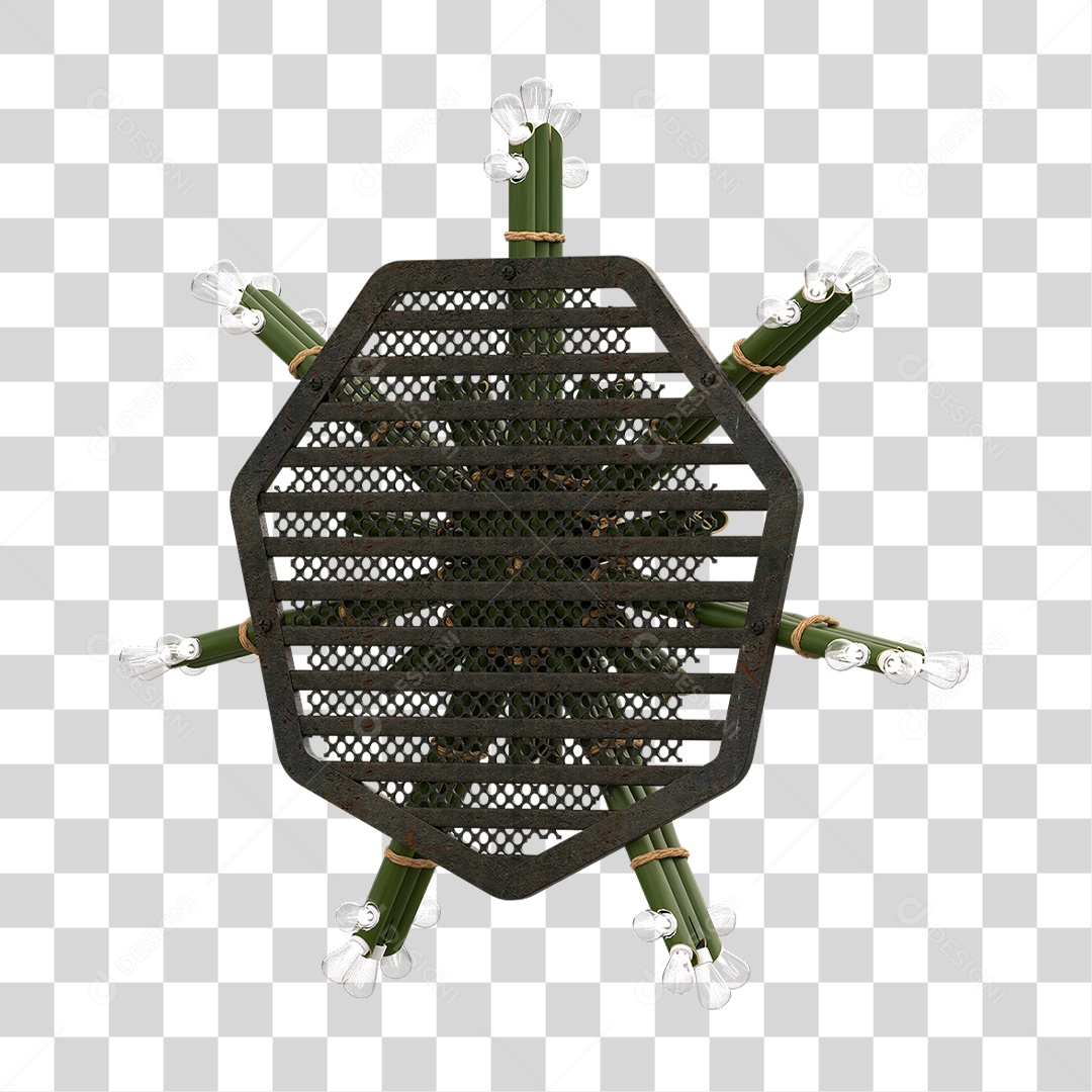 Elemento 3D Painel de Bambu Cordas PNG Transparente