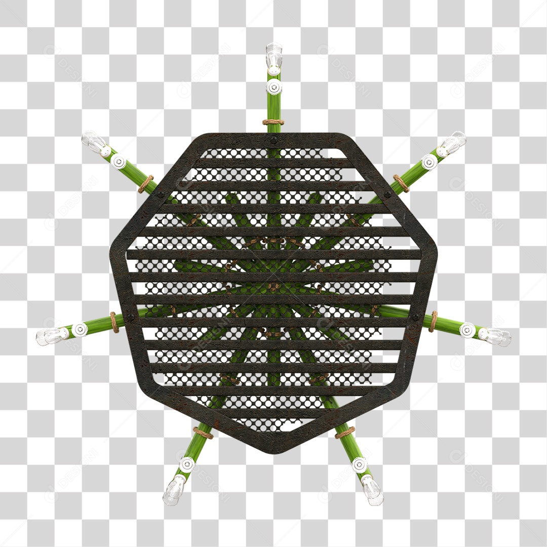 Elemento 3D Painel de Bambu Cordas PNG Transparente