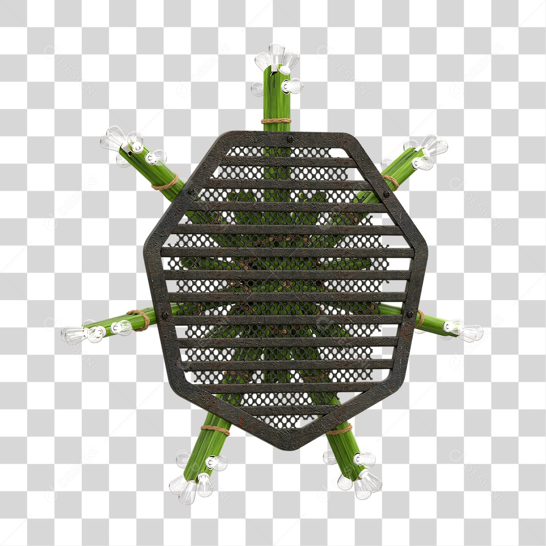 Elemento 3D Painel de Bambu Cordas PNG Transparente