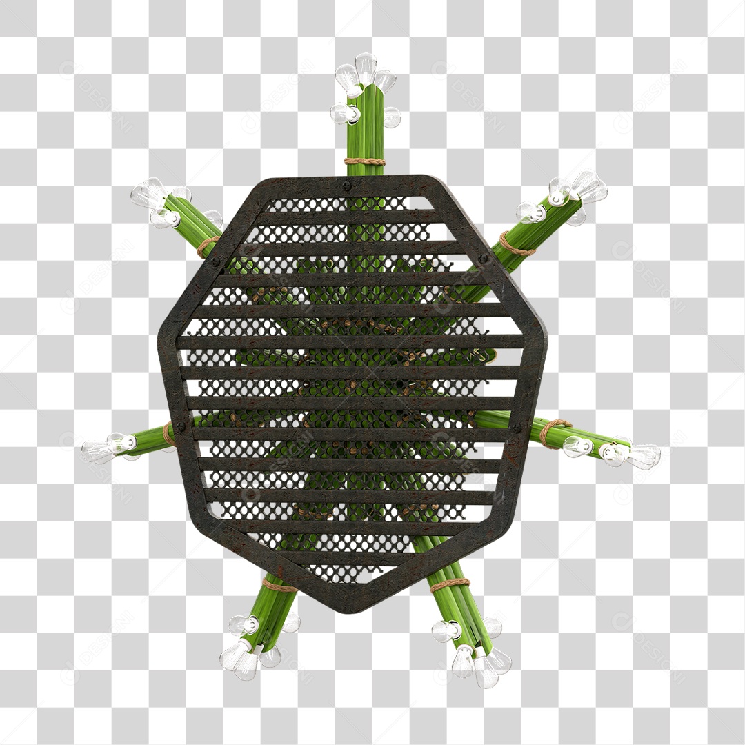 Elemento 3D Painel de Bambu Cordas PNG Transparente