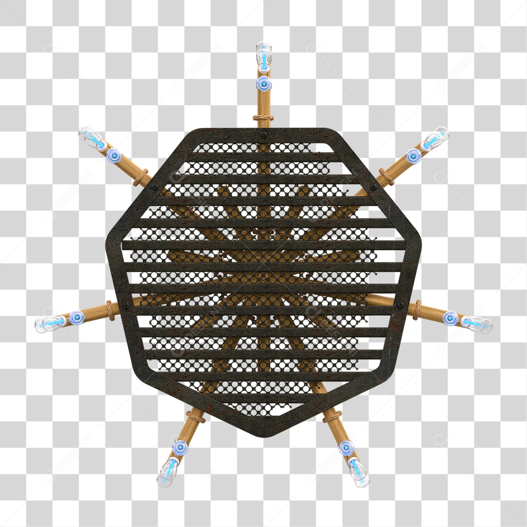 Elemento 3D Painel de Bambu Cordas PNG Transparente