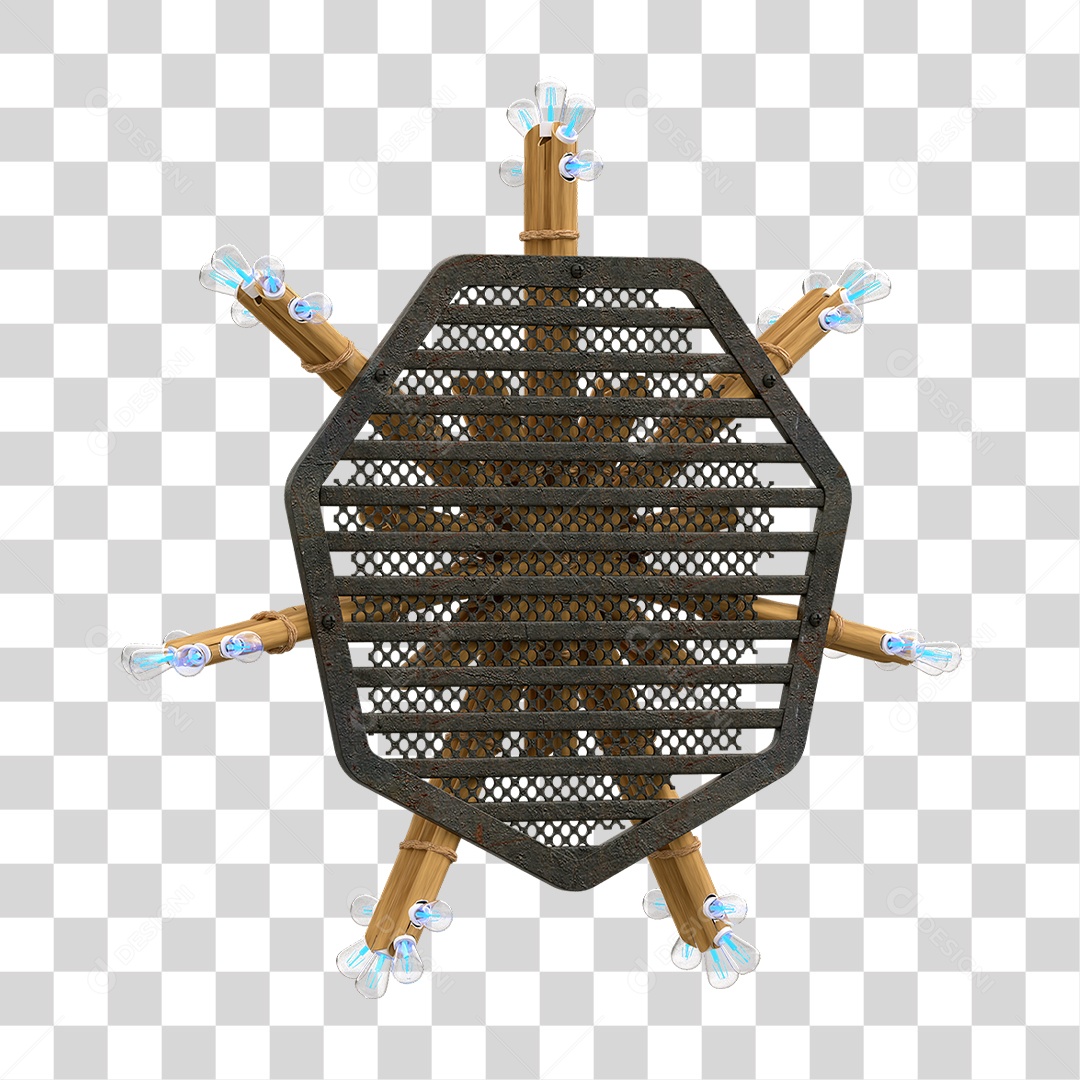 Elemento 3D Painel de Bambu Cordas PNG Transparente