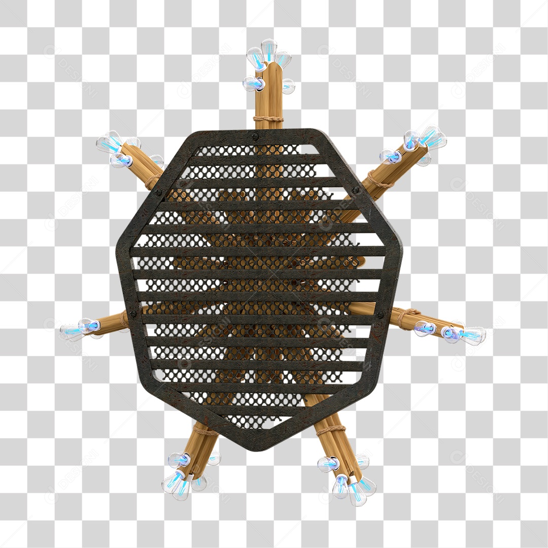 Elemento 3D Painel de Bambu Cordas PNG Transparente