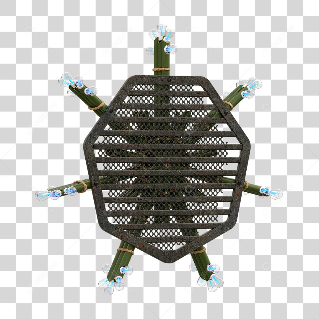 Elemento 3D Painel de Bambu Cordas PNG Transparente